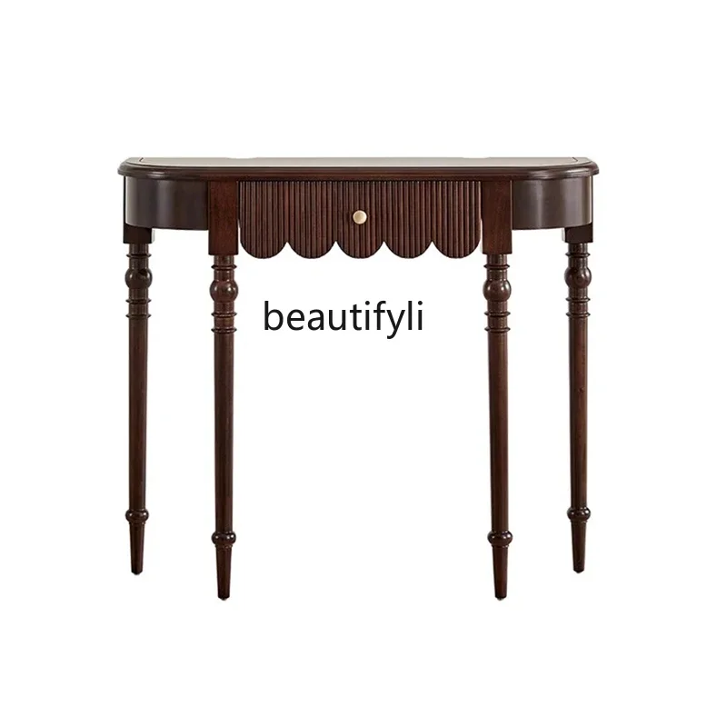 ss03 French retro solid wood entrance table, small household wall decoration table, American semi-round entrance table
ss03 French retro solid wood entrance table, small household wall decoration table, American semi-round entrance table