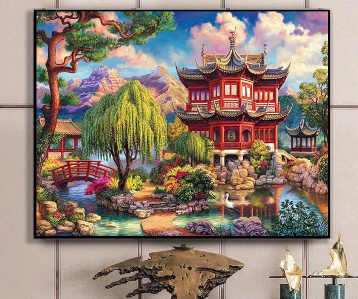 New style pavilions, towers, and pavilions full of embroidery, pure handmade cross stitch finished products, simple and modern
New style pavilions, towers, and pavilions full of embroidery, pure handmade cross stitch finished products, simple and modern