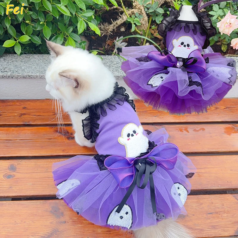 2025 Luxury Halloween Pet Dog Dress, Handmade Purple Ghost Bow Sling Princess Costume for Small Dog & Cat, Fashion Puppy Apparel
2025 Luxury Halloween Pet Dog Dress, Handmade Purple Ghost Bow Sling Princess Costume for Small Dog & Cat, Fashion Puppy Apparel