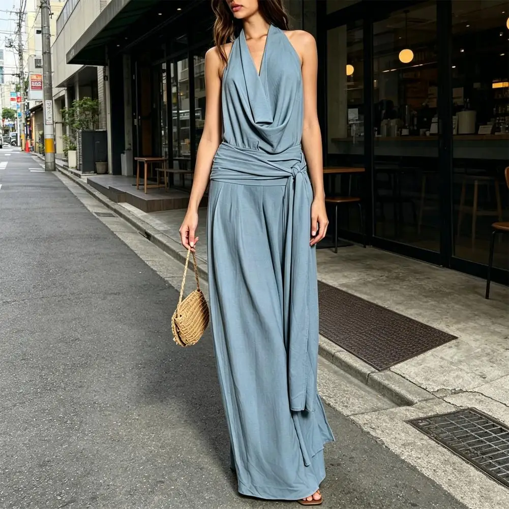 Women Jumpsuit Halter Jumpsuit for Women Cowl Neck Wide Leg Rompers Tie Waist Backless Summer One Piece Outfit Comfortable
Women Jumpsuit Halter Jumpsuit for Women Cowl Neck Wide Leg Rompers Tie Waist Backless Summer One Piece Outfit Comfortable
