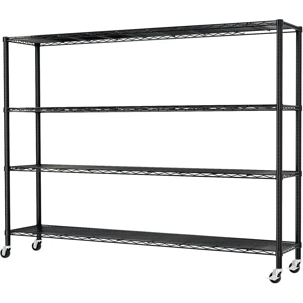 Adjustable 4-Tier Wire Shelving with Wheels for Kitchen, Garage, and Laundry Room, NSF Certified, Black, 66.54H x 59.06W x 17.72
Adjustable 4-Tier Wire Shelving with Wheels for Kitchen, Garage, and Laundry Room, NSF Certified, Black, 66.54H x 59.06W x 17.72