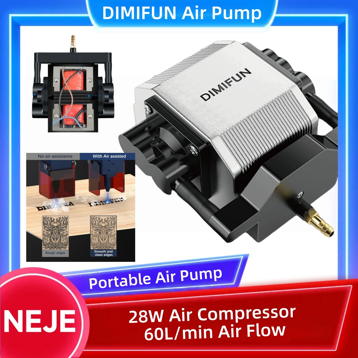 Портативный воздушный компрессор мощностью 28 Вт — воздушный поток 60 л/мин для очистителя, лазерная гравировка, инструмент для гравировки дерева, акрила и кожи.
Портативный воздушный компрессор мощностью 28 Вт — воздушный поток 60 л/мин для очистителя, лазерная гравировка, инструмент для гравировки дерева, акрила и кожи.