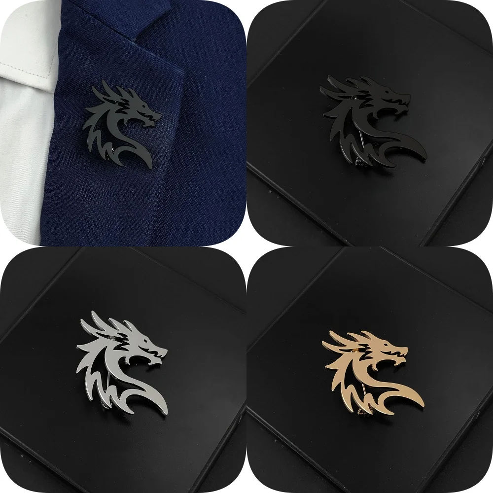 Dragon-shaped gold-plated badge, men's suit brooch, black lapel pin, clothing accessories set, men's gift
Dragon-shaped gold-plated badge, men's suit brooch, black lapel pin, clothing accessories set, men's gift