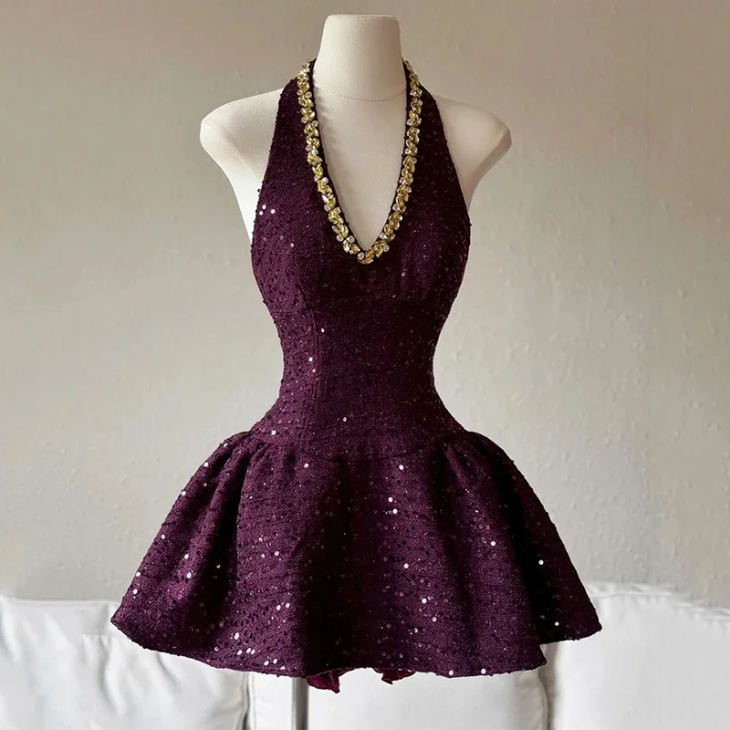 Korean Sweet Tweed Short Dresses For Women 2025 Spring Fashion Luxury Sequins Hotsweet Backless Sexy Party Dress Vestidos Cortos
Korean Sweet Tweed Short Dresses For Women 2025 Spring Fashion Luxury Sequins Hotsweet Backless Sexy Party Dress Vestidos Cortos