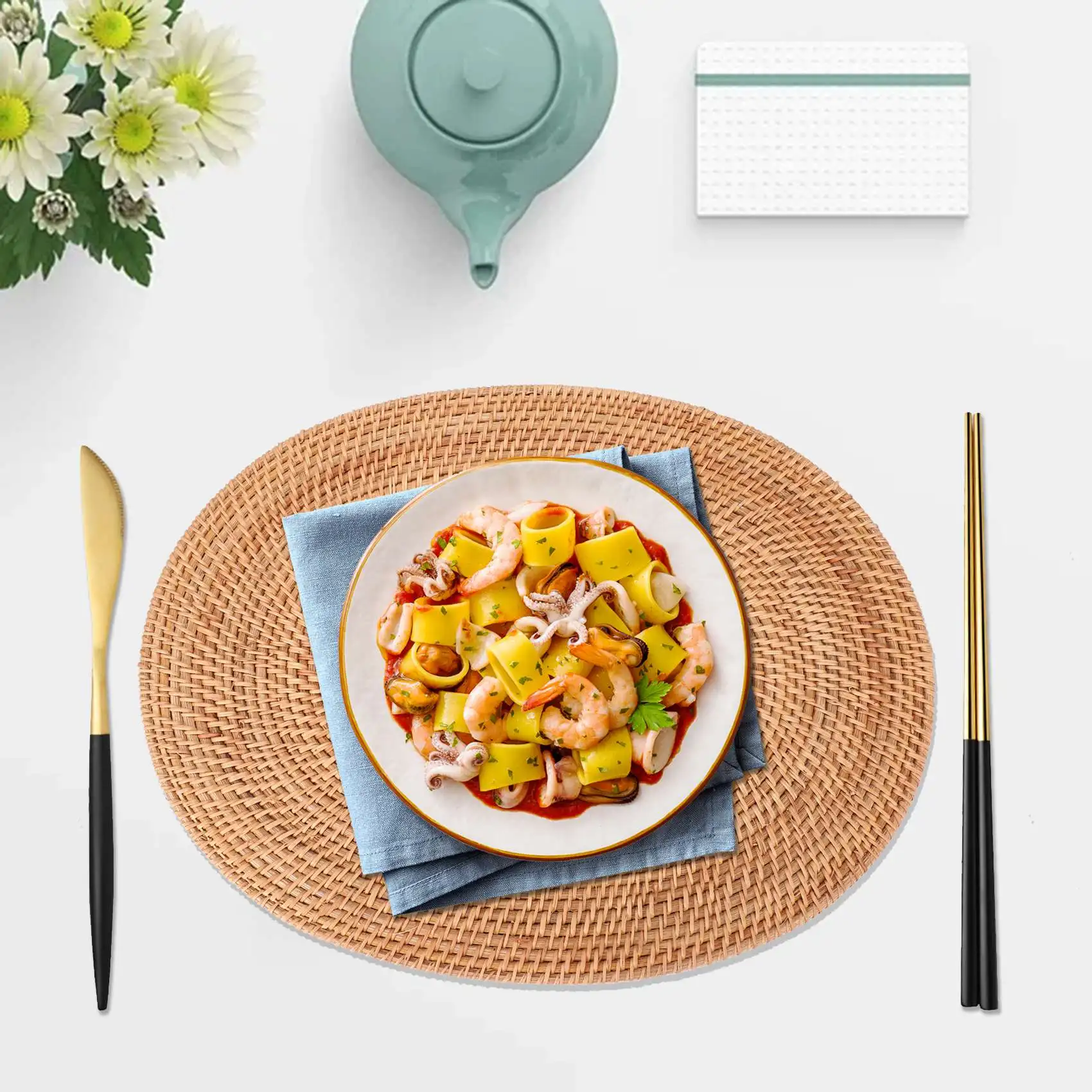 Rattan Woven Placemats Oval Round Table Mats Non Slip Heat Resistant Place Mat Natural Multipurpose Placemat 30X40cm B20
Rattan Woven Placemats Oval Round Table Mats Non Slip Heat Resistant Place Mat Natural Multipurpose Placemat 30X40cm B20