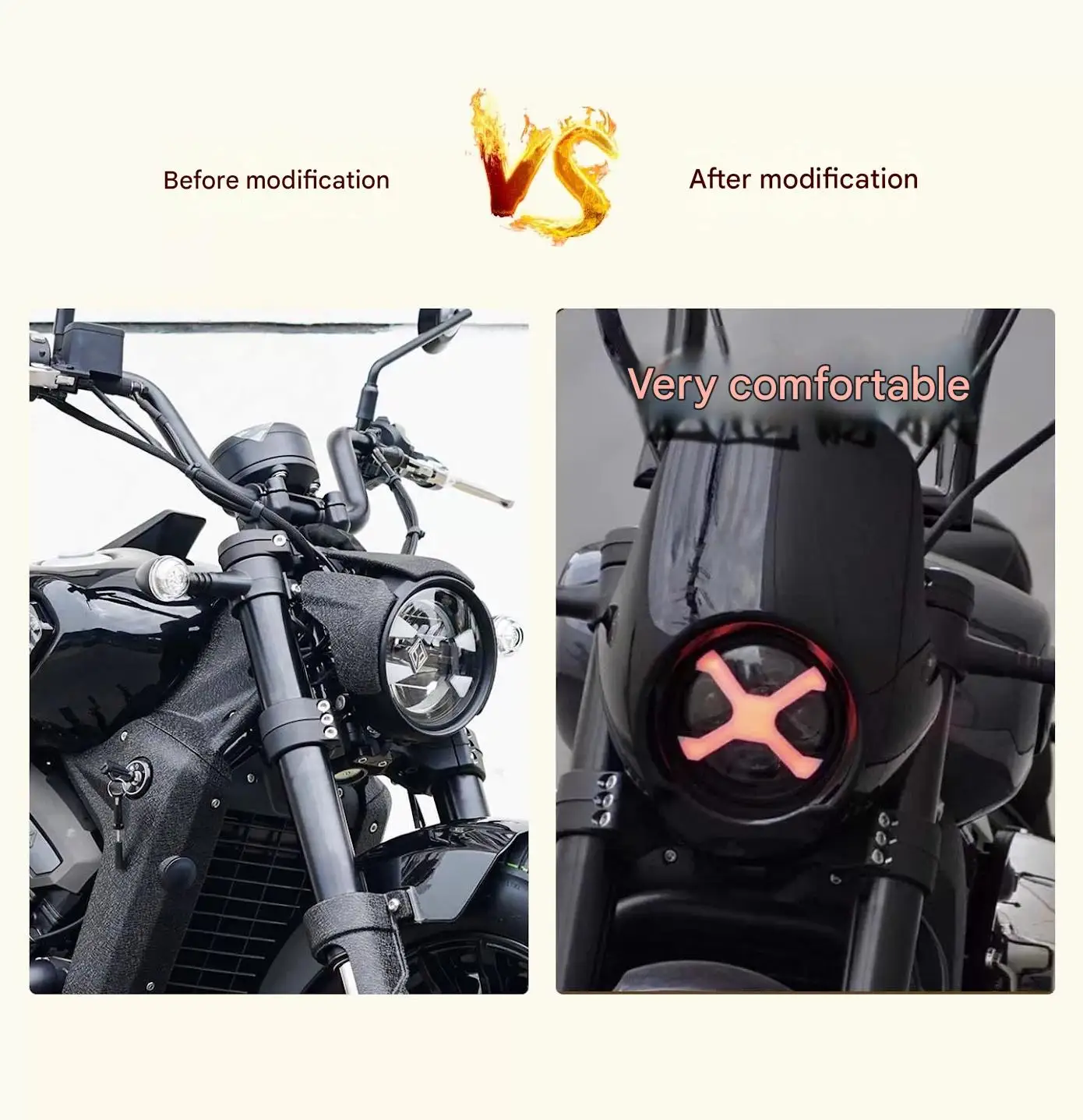 Glossy Black Headlight Cover & Front Fairing, Wind Deflector Decorative Parts for Benda Black Flag 500
Glossy Black Headlight Cover & Front Fairing, Wind Deflector Decorative Parts for Benda Black Flag 500