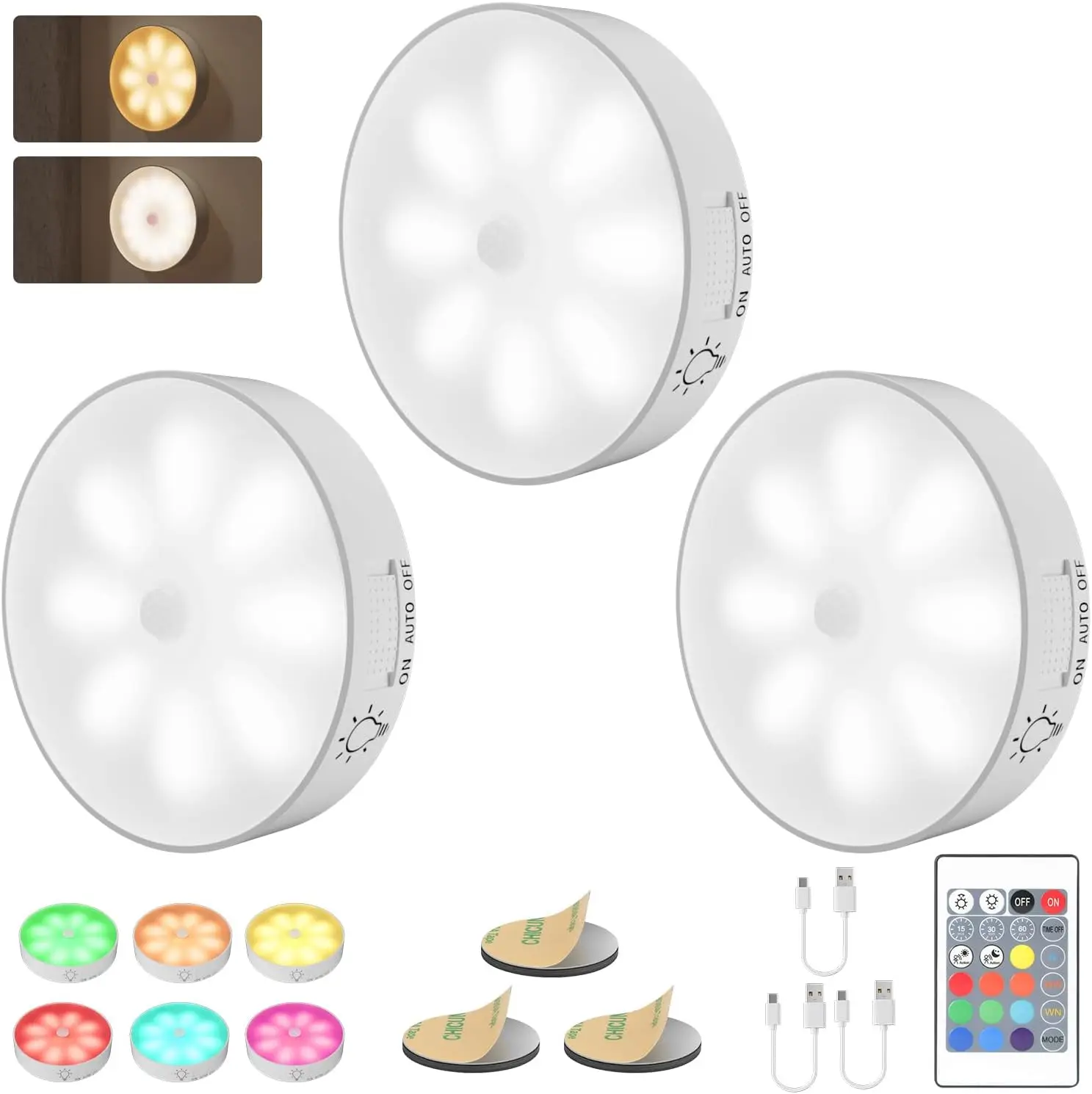 RGB LED Night Light With Motion Sensor Night Lamp USB Rechargeable Dimmable Mood Puck Lights For Bedroom Bedside Cabinet Lamp
RGB LED Night Light With Motion Sensor Night Lamp USB Rechargeable Dimmable Mood Puck Lights For Bedroom Bedside Cabinet Lamp