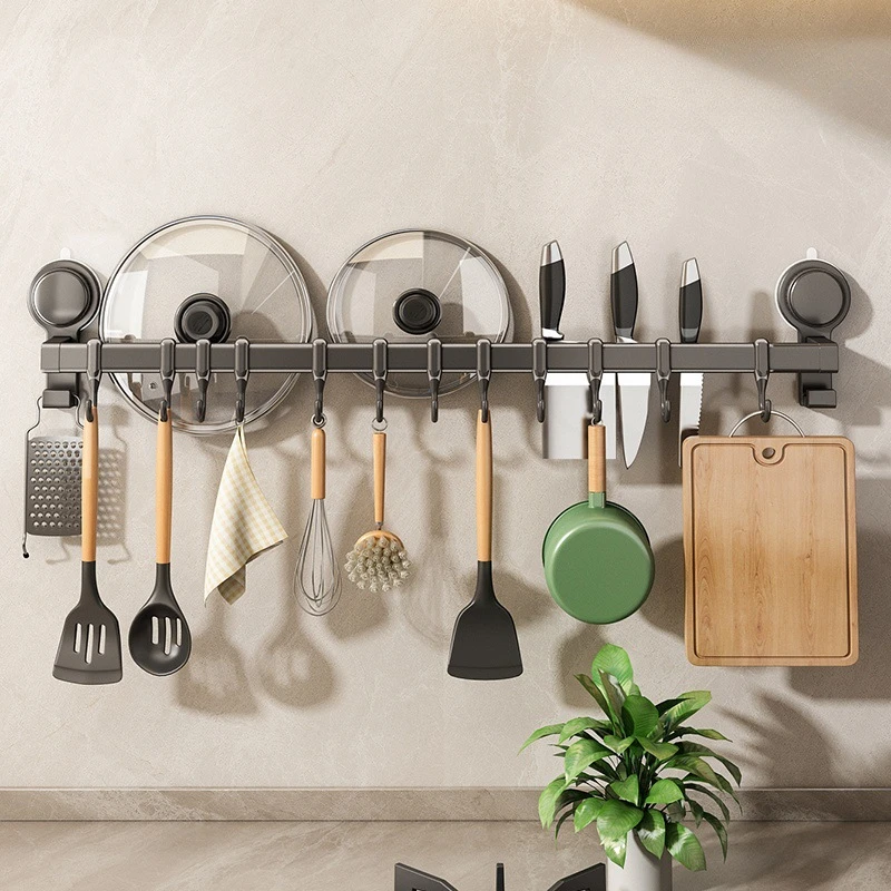 Suction cup hook row hook punch-free rack hanging rod wall-mounted multifunctional kitchenware storage
Suction cup hook row hook punch-free rack hanging rod wall-mounted multifunctional kitchenware storage