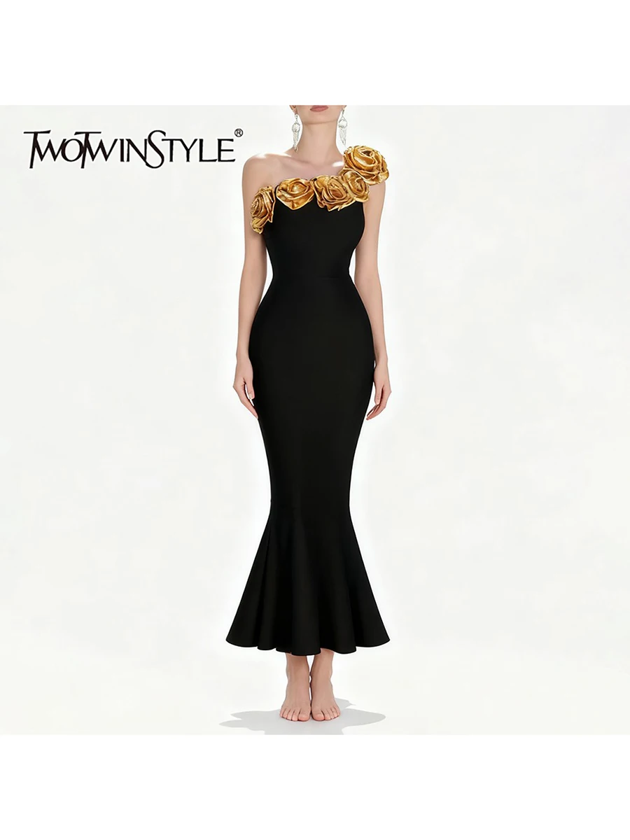 TWOTWINSTYLE утягивающие золотые платья с 3D цветами и темпераментом для женщин, туника без рукавов с диагональным воротником, элегантное женское платье
TWOTWINSTYLE утягивающие золотые платья с 3D цветами и темпераментом для женщин, туника без рукавов с диагональным воротником, элегантное женское платье