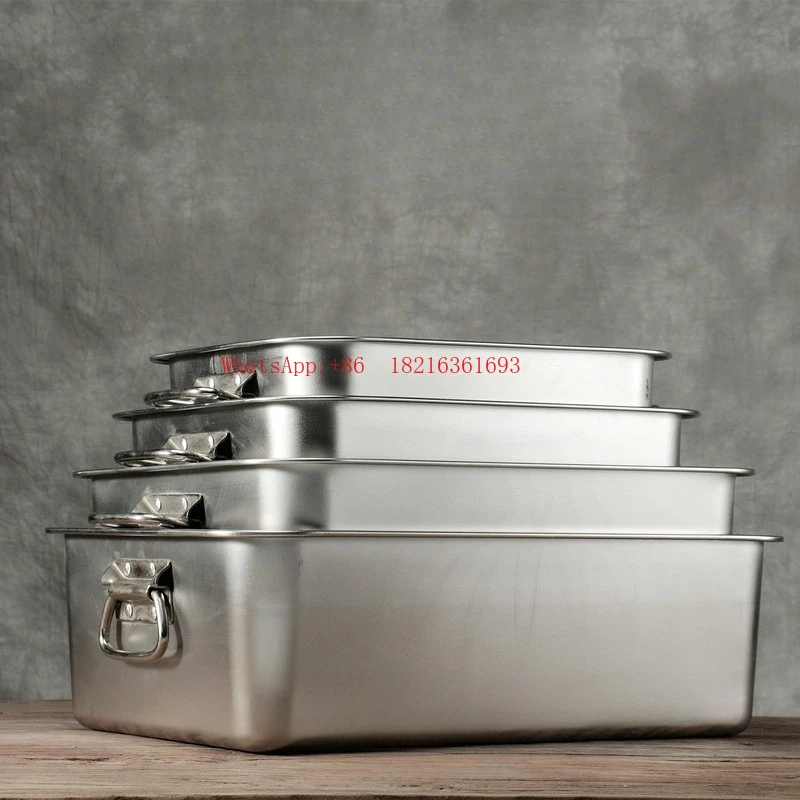 Deepen and thicken the large basin, stainless steel handle cover, food turnover square basin
Deepen and thicken the large basin, stainless steel handle cover, food turnover square basin