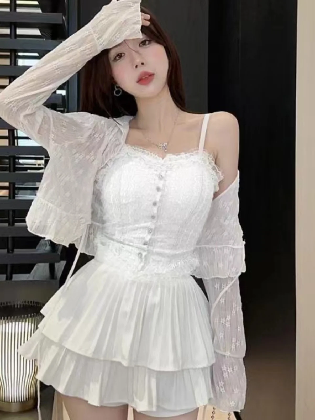 Sun Protection Lace Trim Cardigan Summer Thin Long Sleeve Dress Outerwear Knot Short Length V-Neck Polyester Blend
Sun Protection Lace Trim Cardigan Summer Thin Long Sleeve Dress Outerwear Knot Short Length V-Neck Polyester Blend