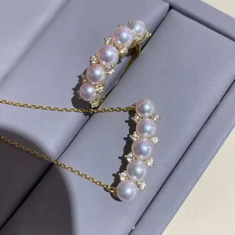 Certificated 925 Silver Smile Necklace 4-5m Aurora Luster Freshwater Tiny Pearl Eternity Finger Band Ring Small Bead Jewelry Set
Certificated 925 Silver Smile Necklace 4-5m Aurora Luster Freshwater Tiny Pearl Eternity Finger Band Ring Small Bead Jewelry Set