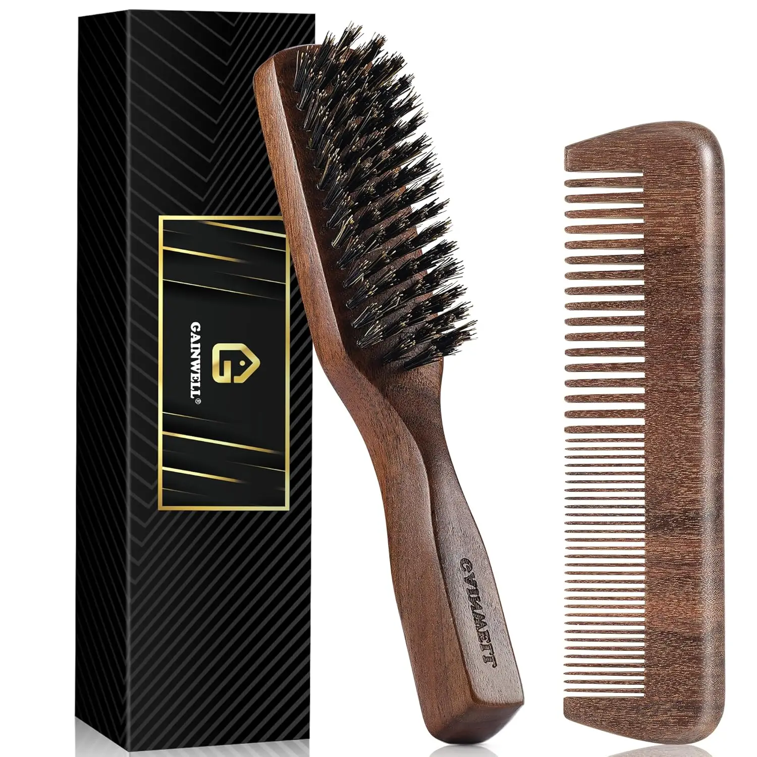 Mens Hair Brush Beard Comb Set, Slick Back Boar Bristle Brush for Thick Hair, Natural Wood Handle, Mustache Comb Kit
Mens Hair Brush Beard Comb Set, Slick Back Boar Bristle Brush for Thick Hair, Natural Wood Handle, Mustache Comb Kit