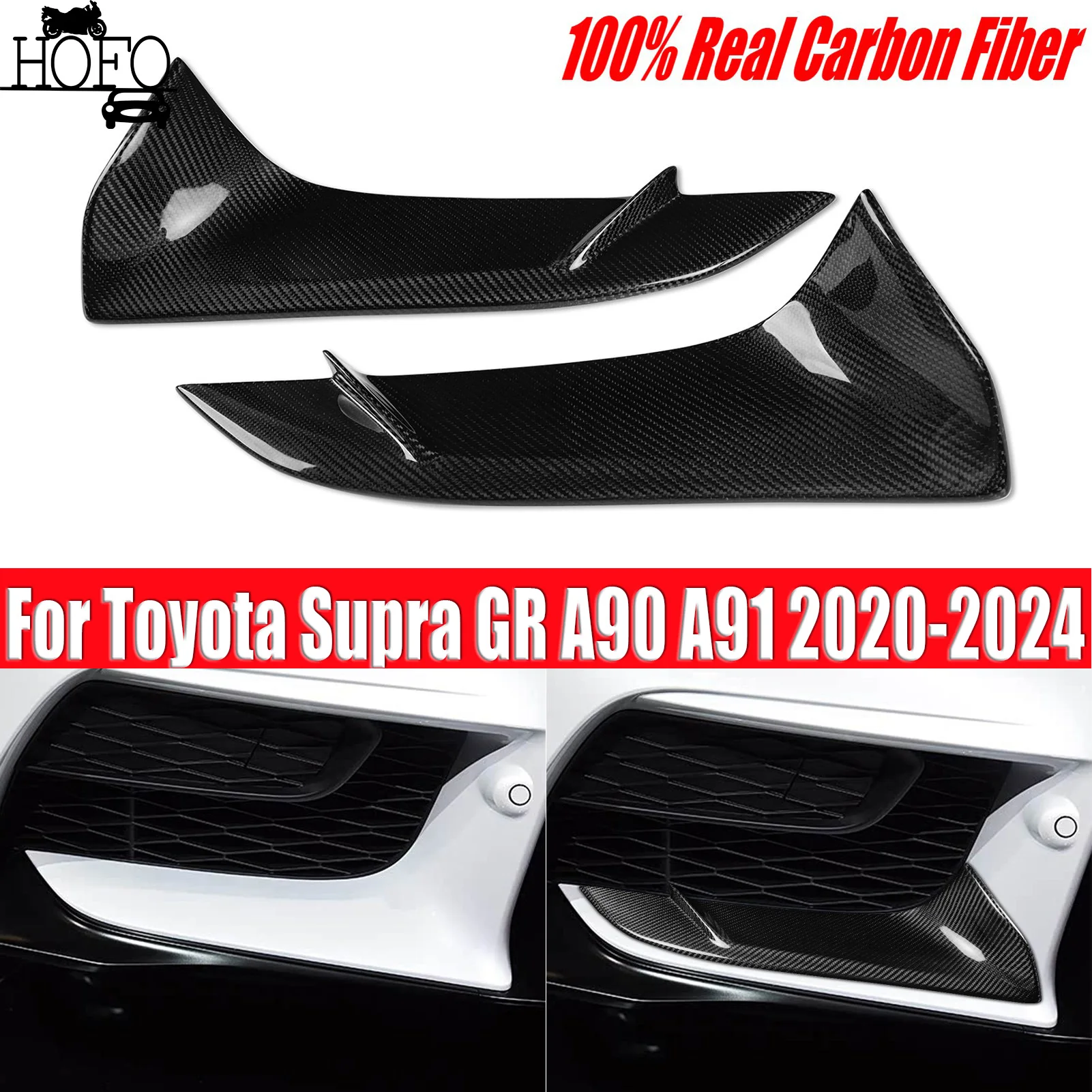 Real Carbon Fiber Front Bumper Lower Vent Garnish Cover For Toyota Supra GR A90 A91 2020-2024
Real Carbon Fiber Front Bumper Lower Vent Garnish Cover For Toyota Supra GR A90 A91 2020-2024