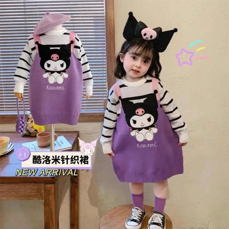Sanrio детское модное платье Kuromi, новый стиль, платье-свитер с героями мультфильмов, хлопковое милое универсальное вязаное осенне-зимнее платье на Хэллоуин
Sanrio детское модное платье Kuromi, новый стиль, платье-свитер с героями мультфильмов, хлопковое милое универсальное вязаное осенне-зимнее платье на Хэллоуин