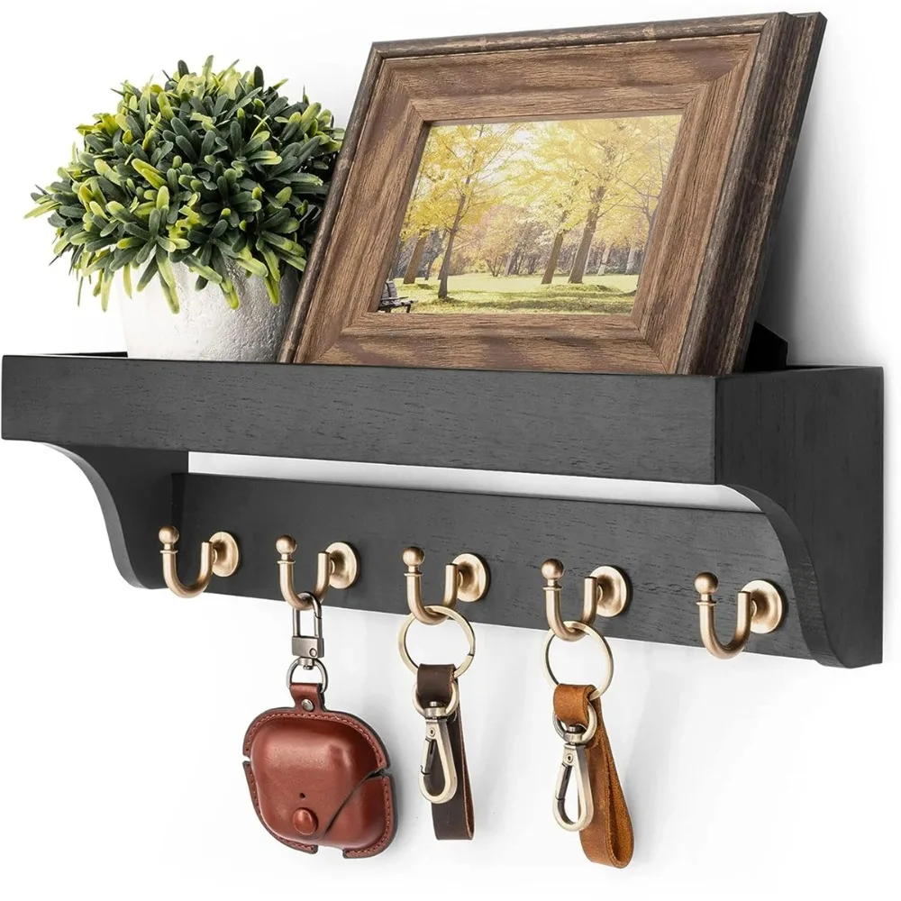 Rustic Key Holder for Wall with Shelf, Entryway Decorative Organizer with 5 Hooks, Mail and Sunglasses Hanging Rack for Home
Rustic Key Holder for Wall with Shelf, Entryway Decorative Organizer with 5 Hooks, Mail and Sunglasses Hanging Rack for Home