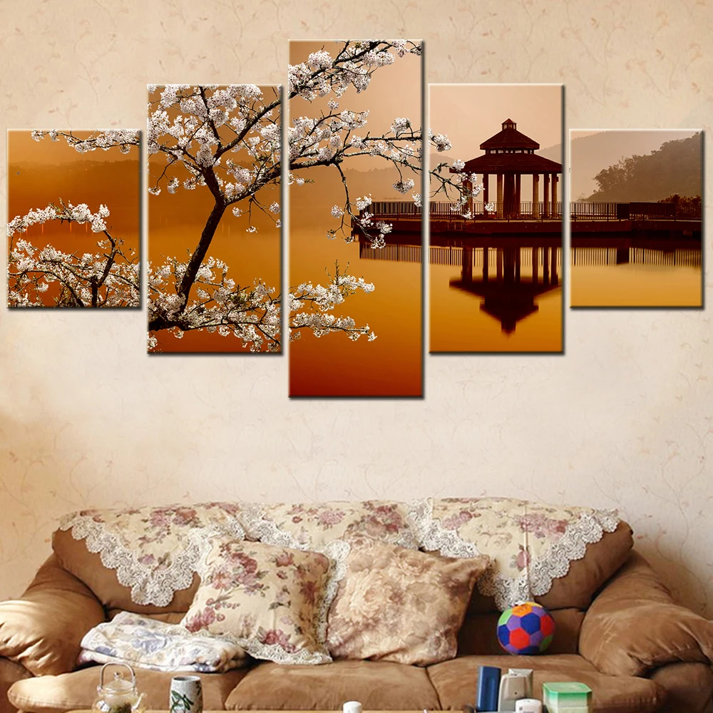 5 Pieces Wall Art Canvas Picture Landscape Pavilion Flower Lake Poster Print Module Canvas Painting Aesthetic Room Decor Frames
5 Pieces Wall Art Canvas Picture Landscape Pavilion Flower Lake Poster Print Module Canvas Painting Aesthetic Room Decor Frames