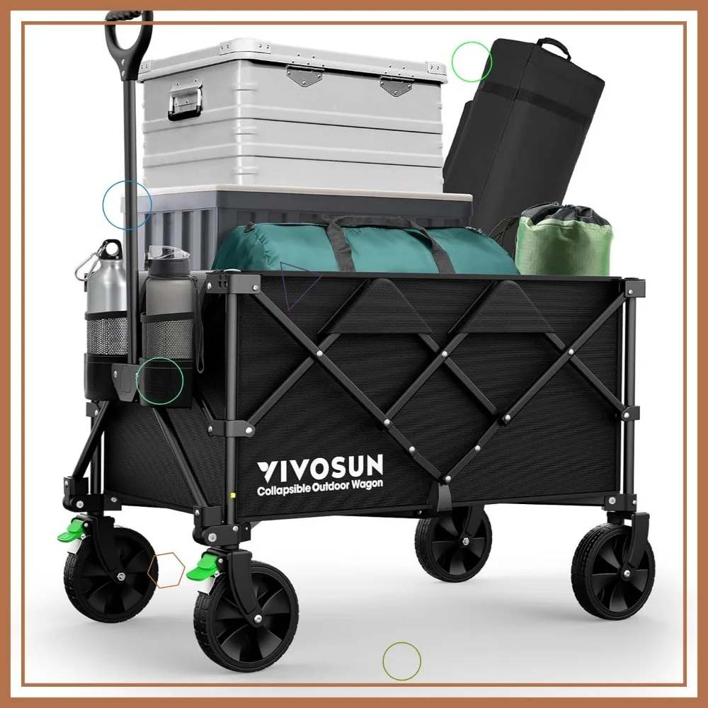 Collapsible Folding Wagon Cart, 350lb Capacity with Silent Wheels & Cup Holders for Outdoor Camping Garden Sports
Collapsible Folding Wagon Cart, 350lb Capacity with Silent Wheels & Cup Holders for Outdoor Camping Garden Sports