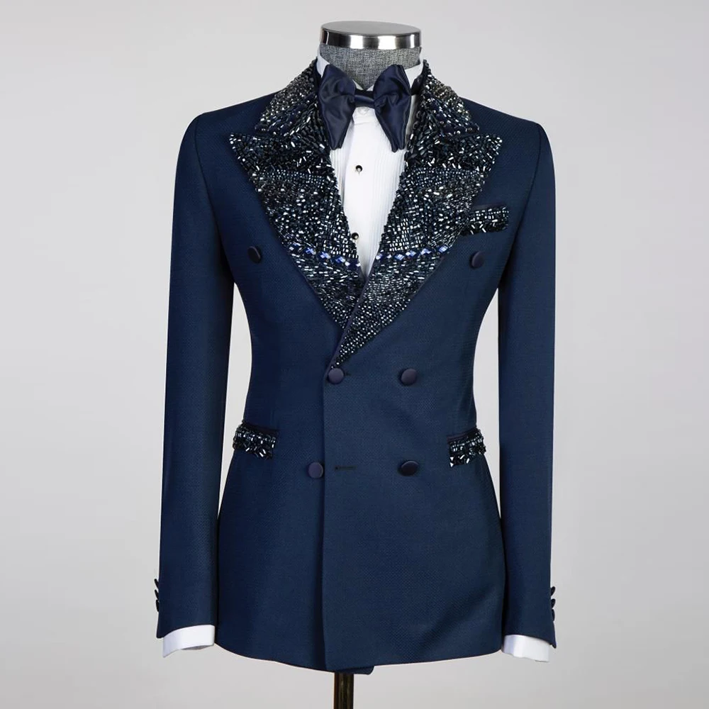 Classic Business Suit Men Slim Fit Handmade Diamond Beaded Lapel Prom Blazer 2-Piece Sets Man Banquet Groom Wedding Tuxedos 2025
Classic Business Suit Men Slim Fit Handmade Diamond Beaded Lapel Prom Blazer 2-Piece Sets Man Banquet Groom Wedding Tuxedos 2025