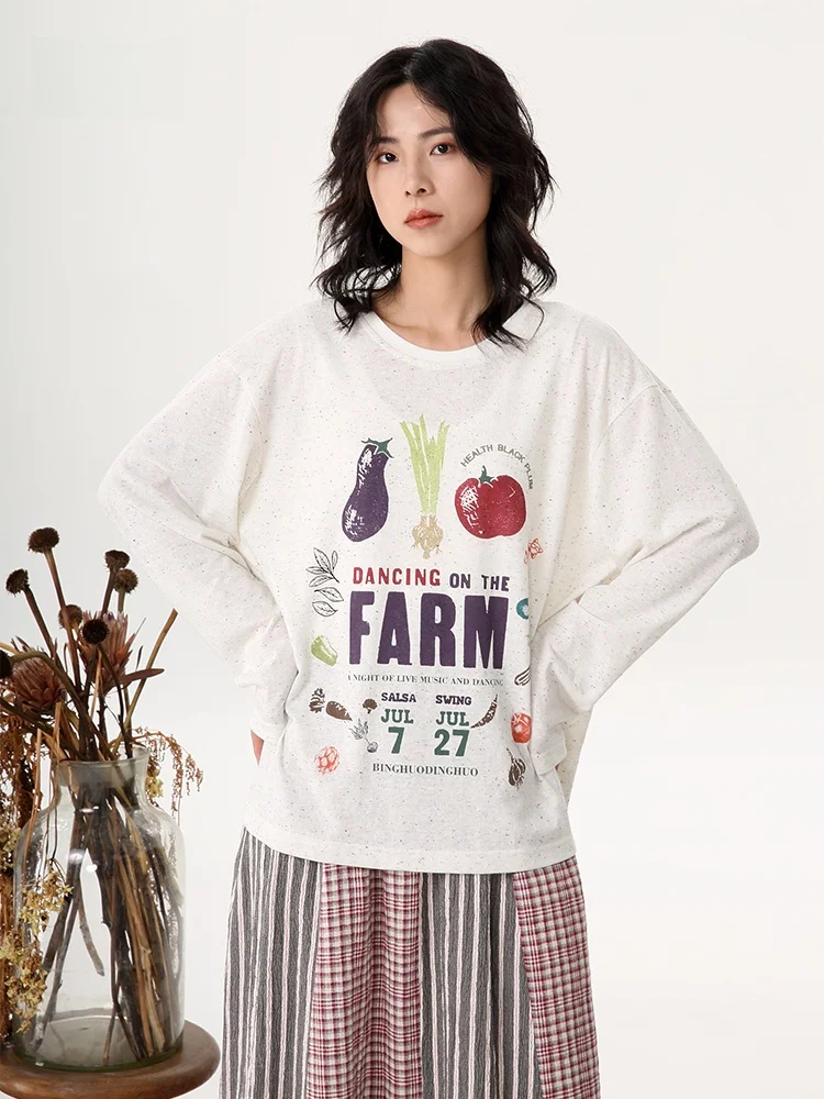 Long Sve Creative Print T-irt Women's New Autumn Loose round Ne Top Trendy Street Sle Cotton Polyester Blend
Long Sve Creative Print T-irt Women's New Autumn Loose round Ne Top Trendy Street Sle Cotton Polyester Blend