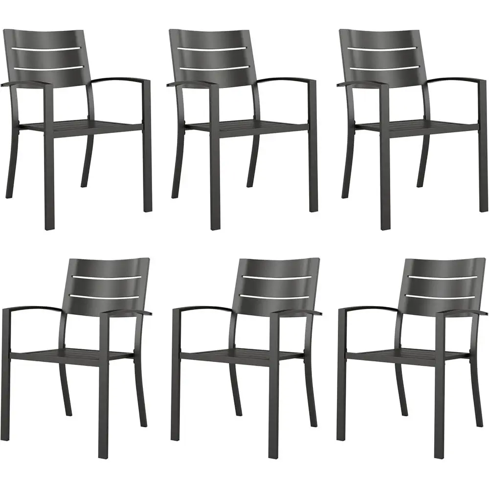 Metal Outdoor Dining Chairs Set o 6 - Stackable Black Patio Chairs, 300lb acity
Metal Outdoor Dining Chairs Set o 6 - Stackable Black Patio Chairs, 300lb acity