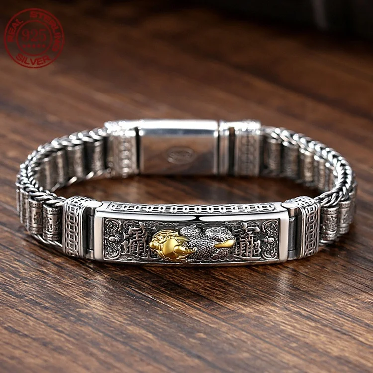100% Real Solid S925 Silver Retro Lucky Pixiu Man Bracelet Thick Style Domineering Trend Personality Jewelry
100% Real Solid S925 Silver Retro Lucky Pixiu Man Bracelet Thick Style Domineering Trend Personality Jewelry