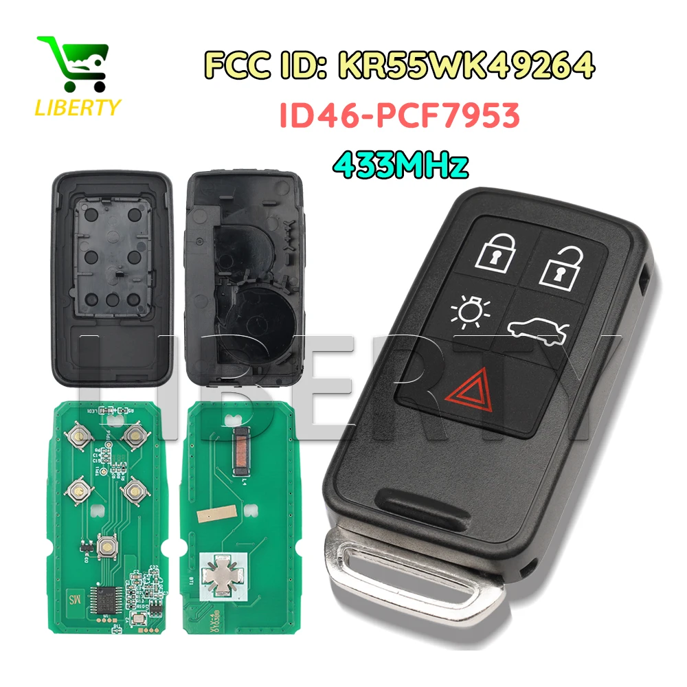 Liberty Car Remote Control Key Fob For Volvo S60 S60L S80 XC60 XC70 V40 V60 ID46 PCF7953 433-434MHz KR55WK49264 Non-Keyless
Liberty Car Remote Control Key Fob For Volvo S60 S60L S80 XC60 XC70 V40 V60 ID46 PCF7953 433-434MHz KR55WK49264 Non-Keyless