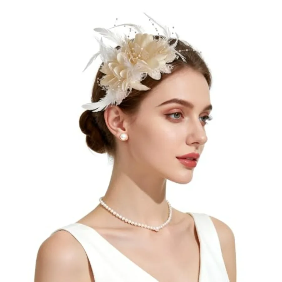 Womens Fascinators Hats Tea Party Hats for Women, Feather Pearl Headband for Wedding Cocktail Dresses Accessories
Womens Fascinators Hats Tea Party Hats for Women, Feather Pearl Headband for Wedding Cocktail Dresses Accessories