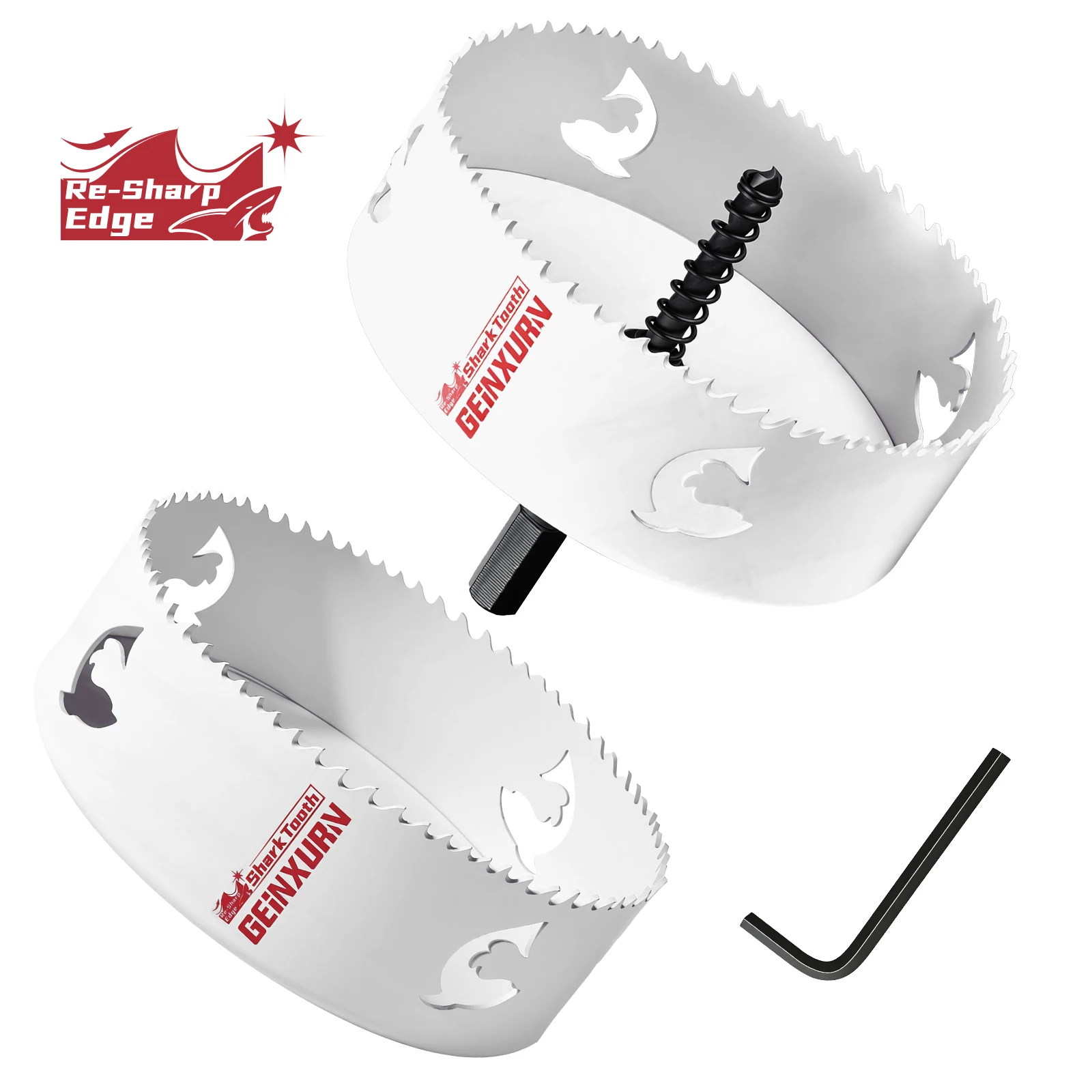 Geinxurn 4",5",6" Hole Saw Set with Shank Quick Change Arbor Fast, Shark Tooth Blade, 3x Faster Drilling for DIY
Geinxurn 4",5",6" Hole Saw Set with Shank Quick Change Arbor Fast, Shark Tooth Blade, 3x Faster Drilling for DIY