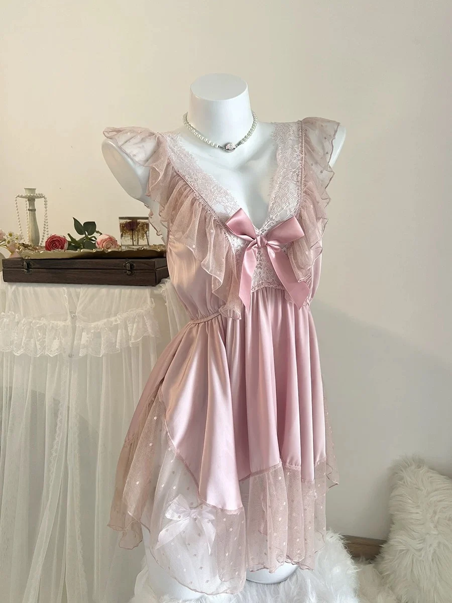 Сексуальная кружевная ночная сорочка с узлом, шелковая юбка-комбинация, домашняя одежда для молодых женщин, лето 2025
Сексуальная кружевная ночная сорочка с узлом, шелковая юбка-комбинация, домашняя одежда для молодых женщин, лето 2025