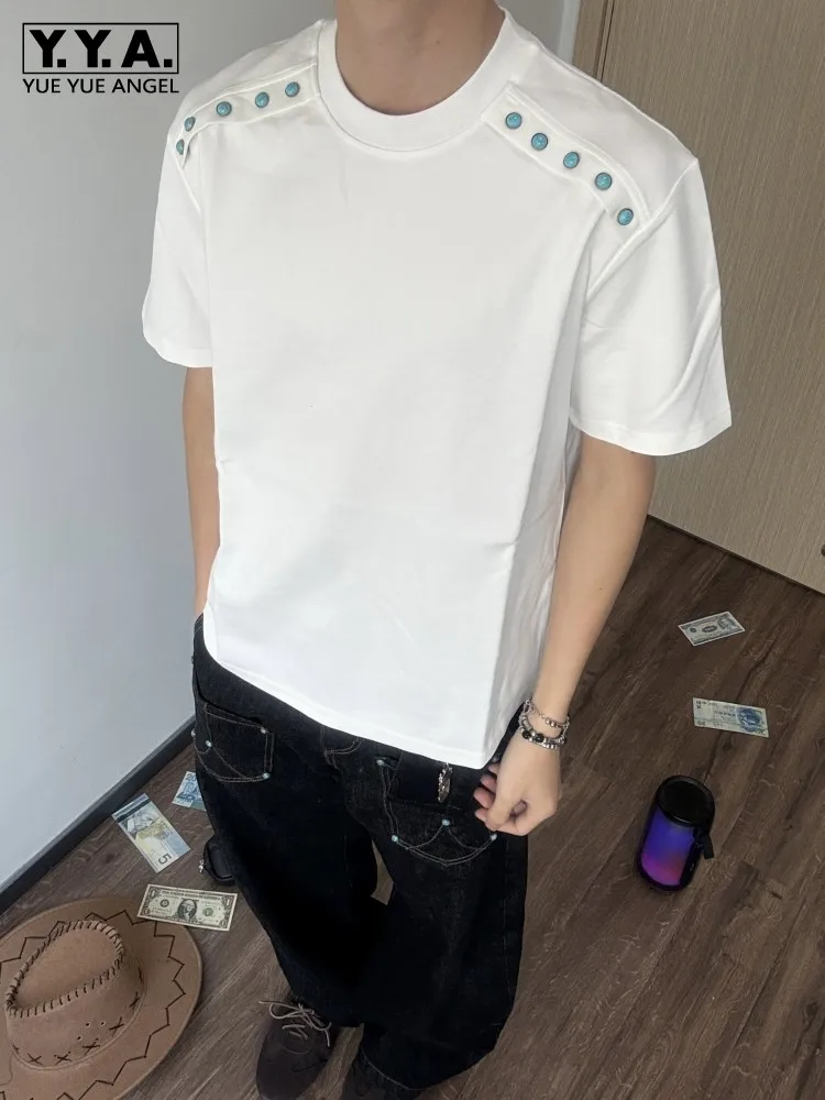 New Fashion Mens Diamonds Rivets Short Sleeve Tees Tops Summer Casual Streetwear Breathable Comfortable Pullover O Neck T-Shirts
New Fashion Mens Diamonds Rivets Short Sleeve Tees Tops Summer Casual Streetwear Breathable Comfortable Pullover O Neck T-Shirts