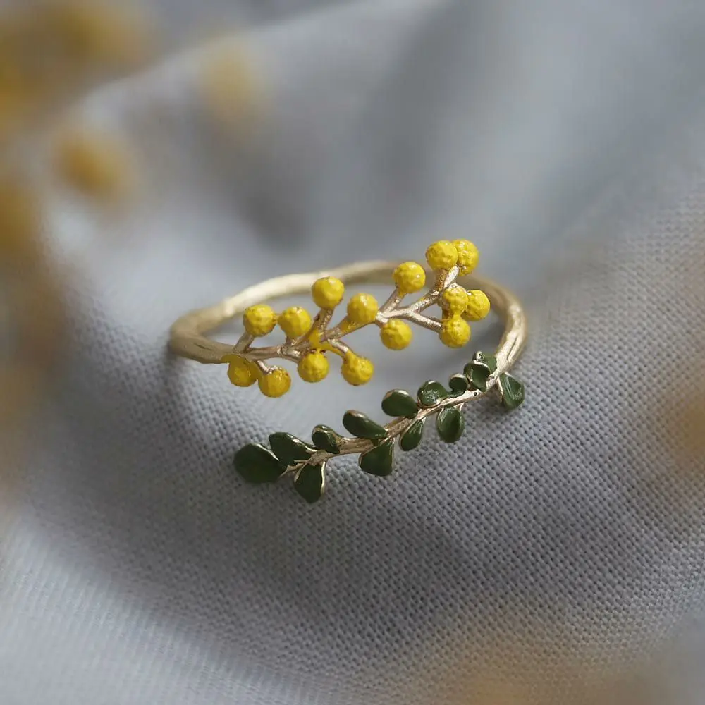 Yellow Mimosa Ring for Women's Ring Forest Style Small Fresh Spring Summer French Personality Elegant Temperament Girl Open Ring
Yellow Mimosa Ring for Women's Ring Forest Style Small Fresh Spring Summer French Personality Elegant Temperament Girl Open Ring