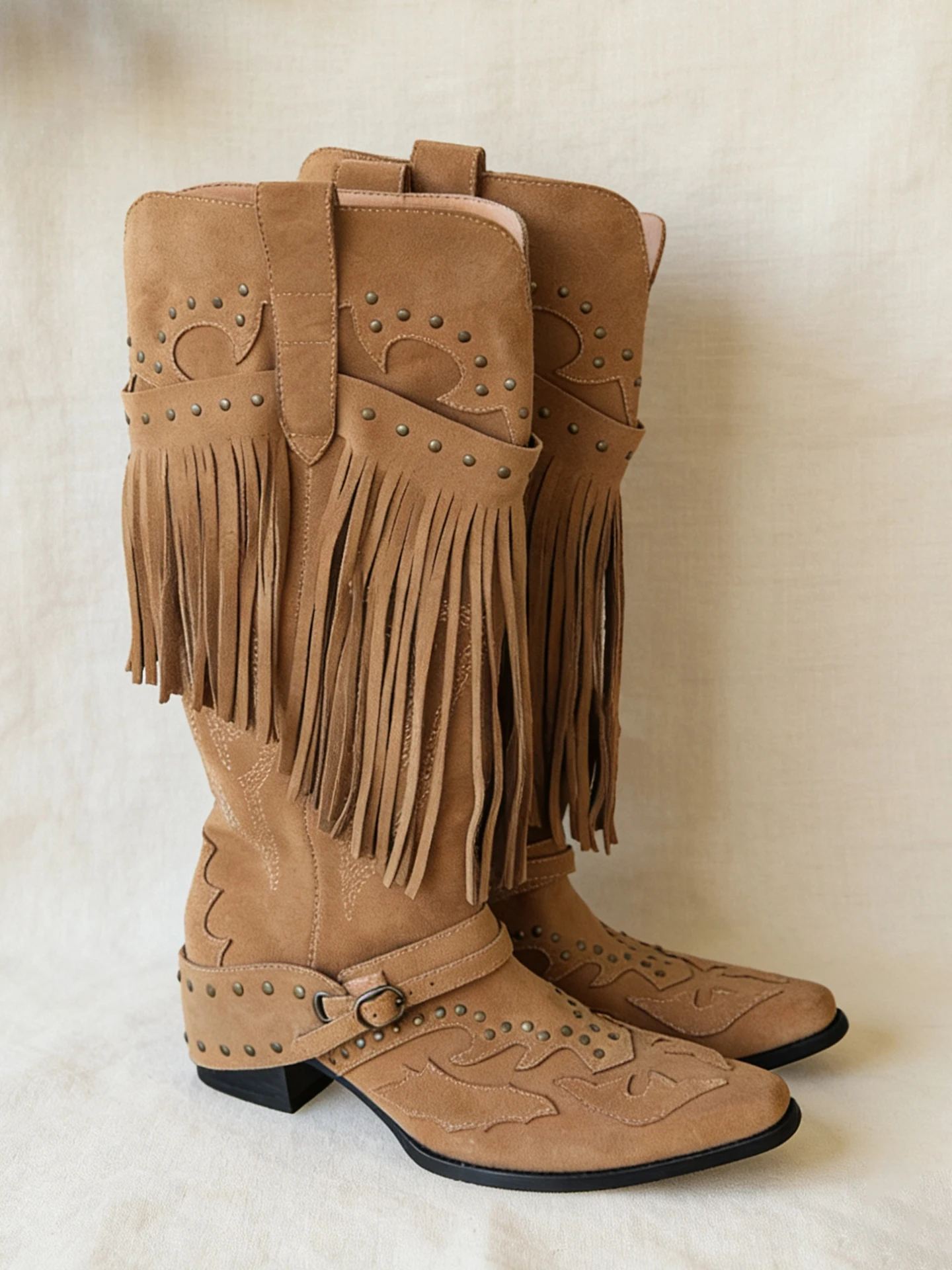 Retro Tassel Rivet Western Cowboy Boots Brown Pointed Toe Knight Boots Heightening Fashion Boots Women Spring 2026
Retro Tassel Rivet Western Cowboy Boots Brown Pointed Toe Knight Boots Heightening Fashion Boots Women Spring 2026