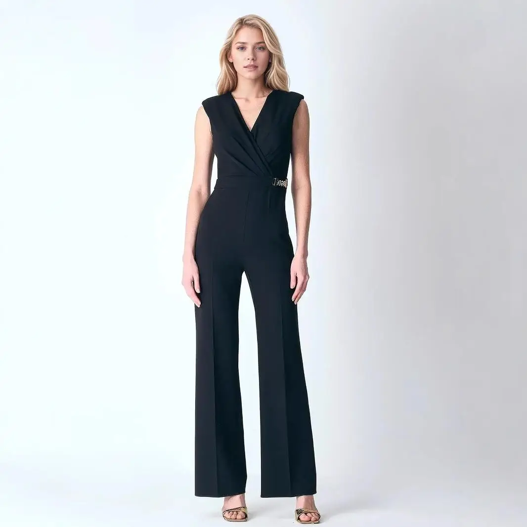 Elegant Slim Fit V-Neck Sleeveless Wide Leg Pants Black Professional One-Piece Summer New Fashion Women's Cross-Border Clothing
Elegant Slim Fit V-Neck Sleeveless Wide Leg Pants Black Professional One-Piece Summer New Fashion Women's Cross-Border Clothing