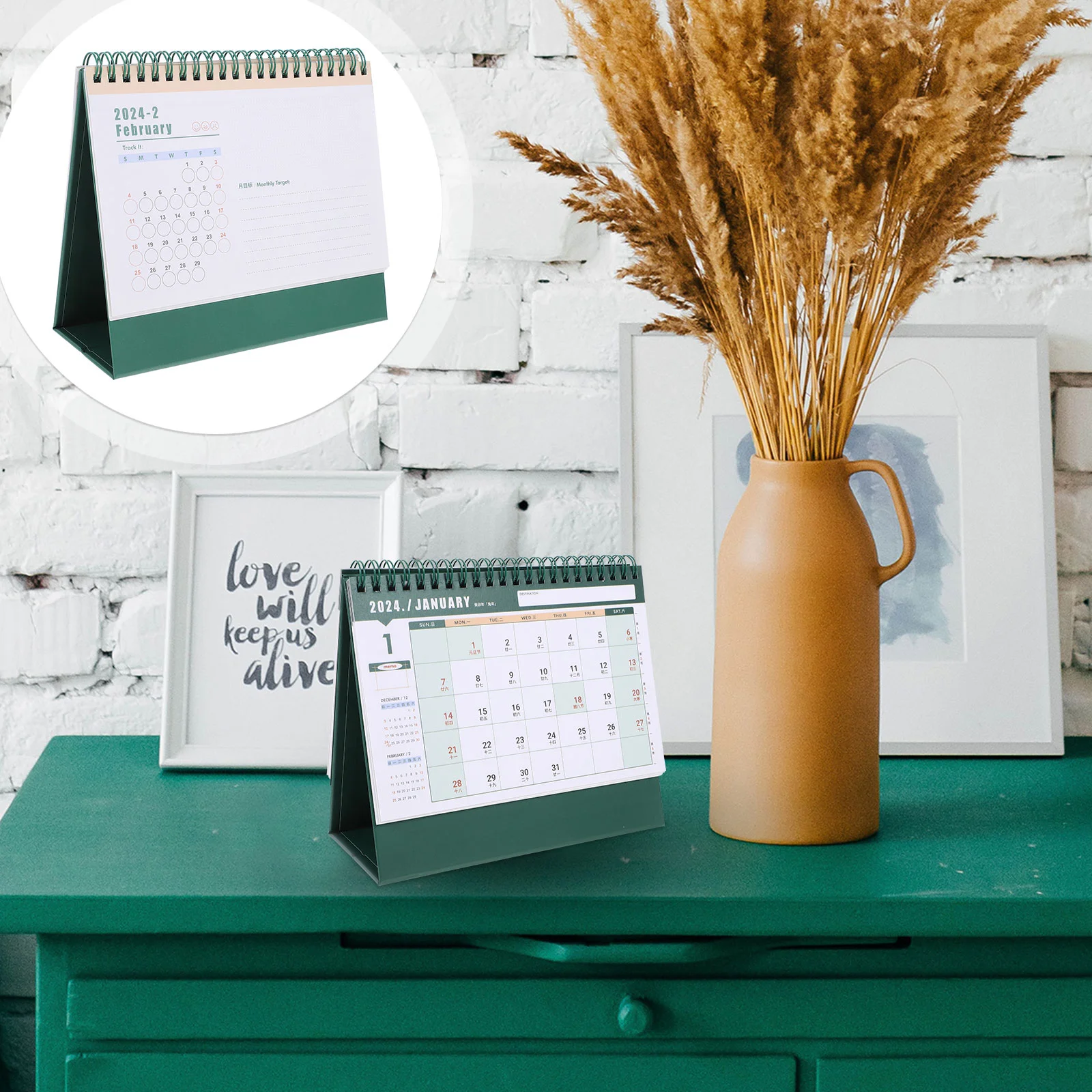 Office Decor Table Calendar Small Household Desk Accessories 19X165X8CM Daily Note Green Standing Work 
Office Decor Table Calendar Small Household Desk Accessories 19X165X8CM Daily Note Green Standing Work