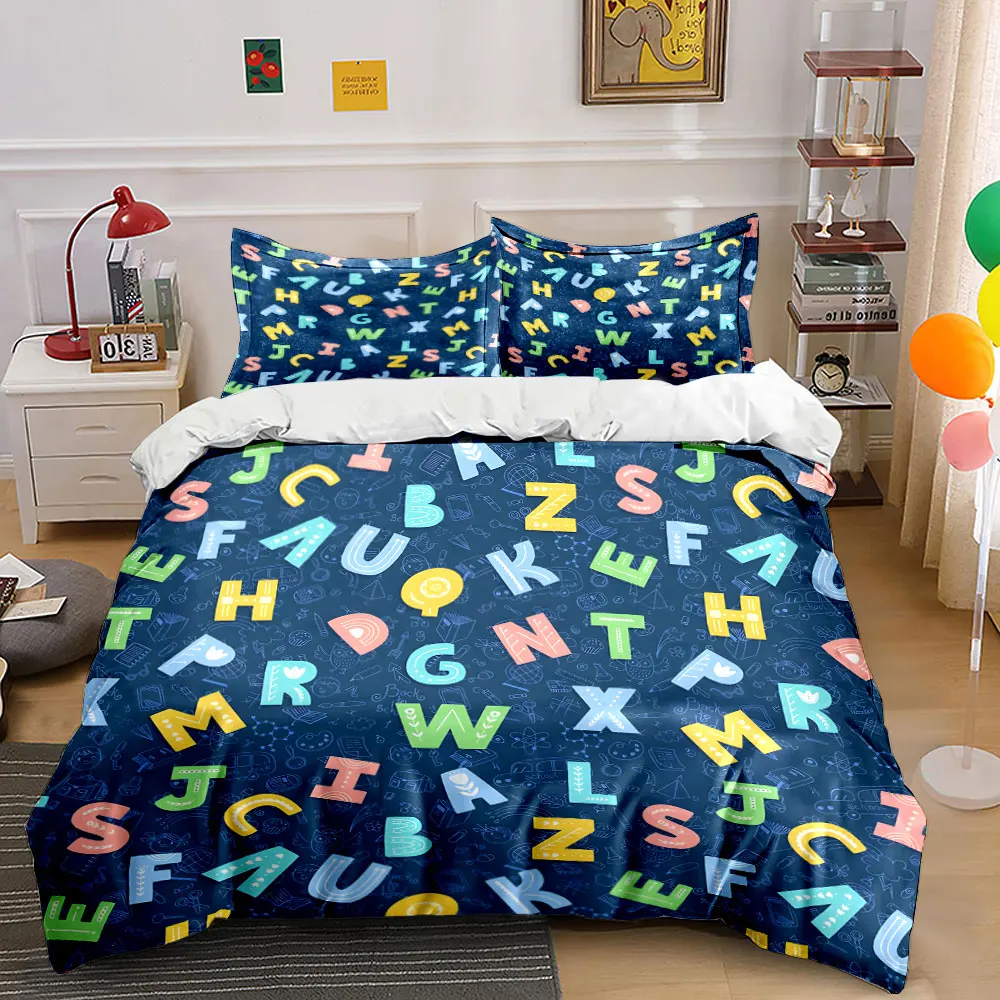 Colorful letters with educational design Printed Duvet Cover Set 1 Duvet Cover+2 Pillowcase Multi Size Bedroom Bedding Decor
Colorful letters with educational design Printed Duvet Cover Set 1 Duvet Cover+2 Pillowcase Multi Size Bedroom Bedding Decor
