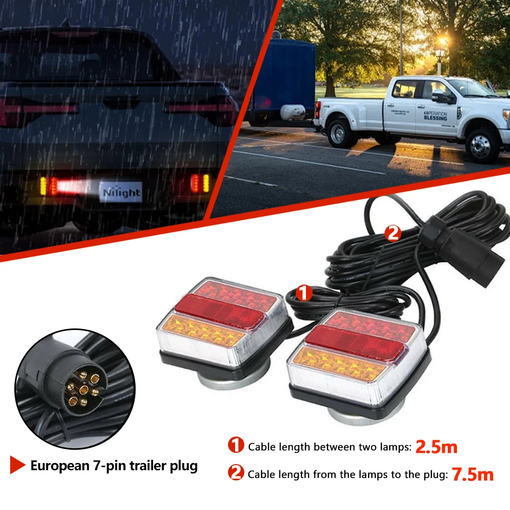 1Pair 12V LED Magnetic Tail Light For Truck Trailer Caravan 7.5m Cable IP67 Waterproof Red Yellow White Brake Reverse WD-10DX
1Pair 12V LED Magnetic Tail Light For Truck Trailer Caravan 7.5m Cable IP67 Waterproof Red Yellow White Brake Reverse WD-10DX