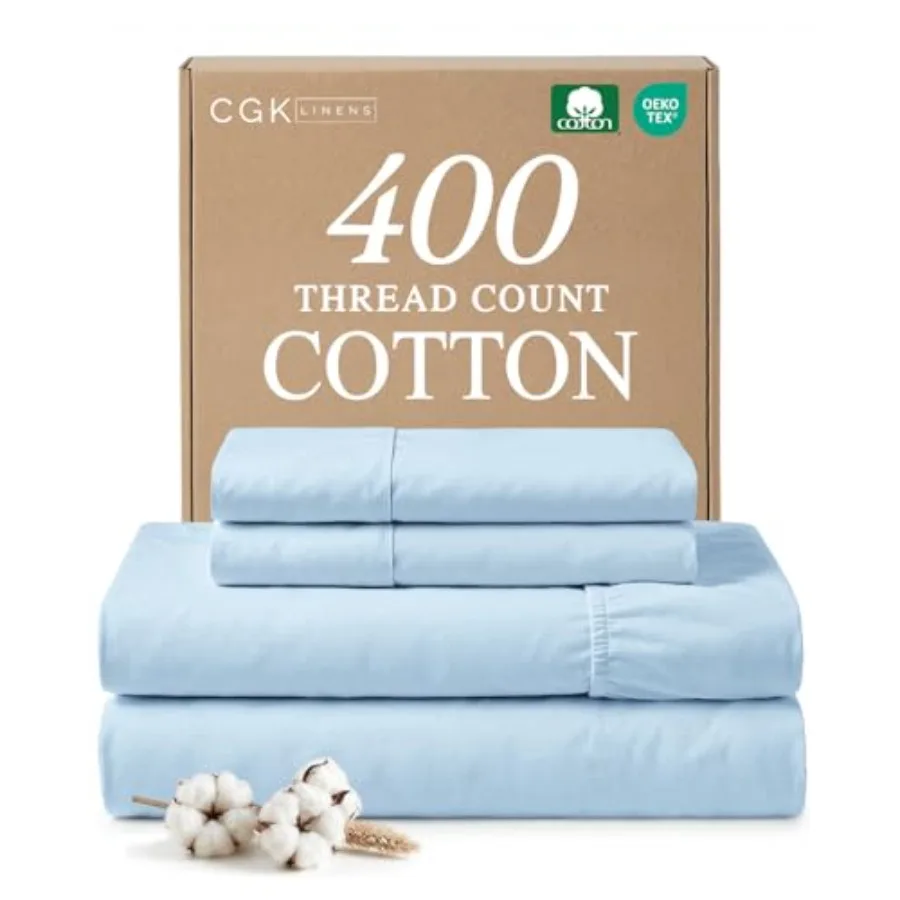 Sheet Set - 100% Cotton Sheets - 4 Pcs Size Cotton Bed Set with Deep Pockets up to 16 Inch - Ultra Soft Breathable and Cooling
Sheet Set - 100% Cotton Sheets - 4 Pcs Size Cotton Bed Set with Deep Pockets up to 16 Inch - Ultra Soft Breathable and Cooling
