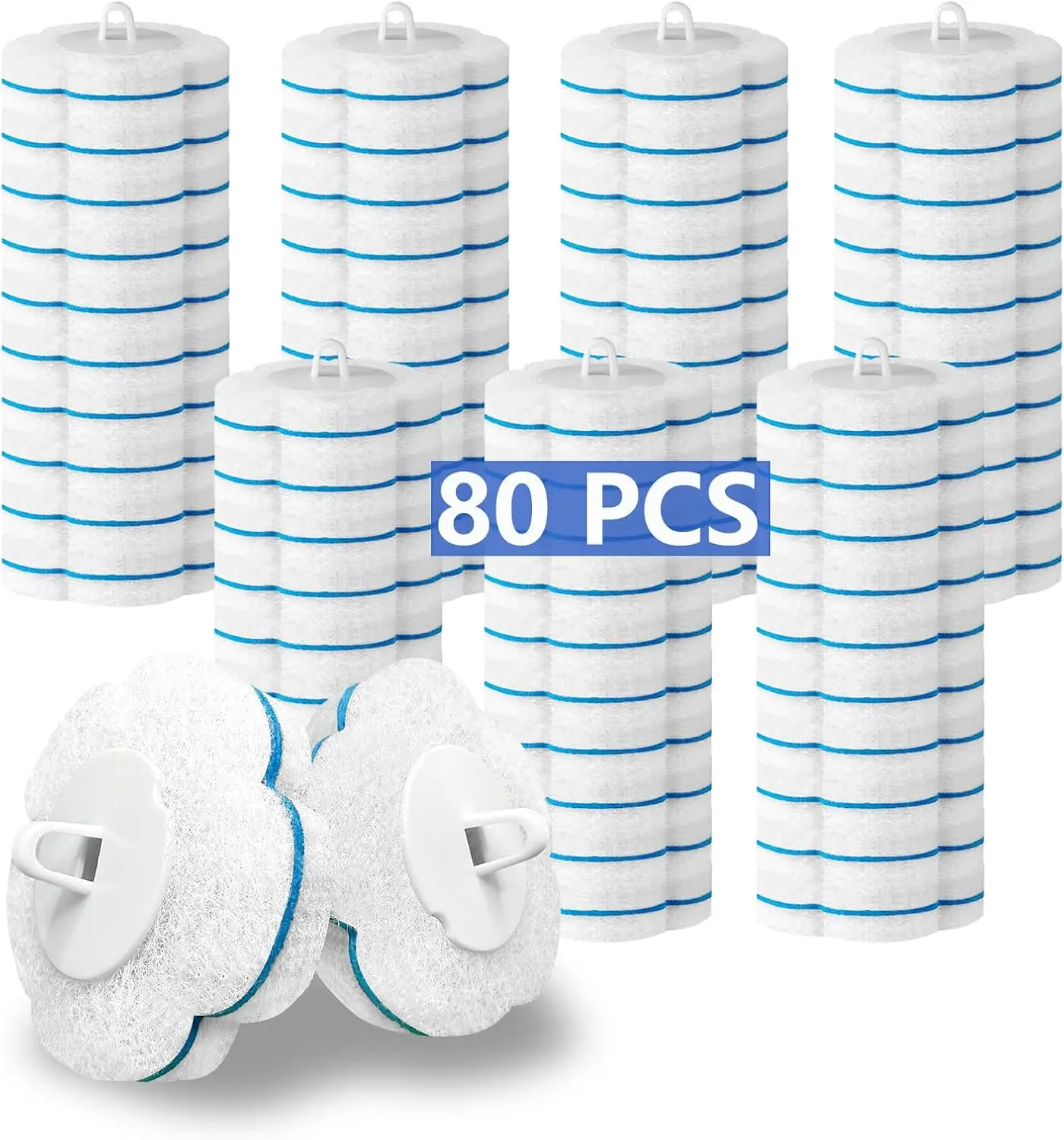 80-Pack Disposable Toilet Brush Refills, Quick Clean Pads for Bathroom Surfaces - White
80-Pack Disposable Toilet Brush Refills, Quick Clean Pads for Bathroom Surfaces - White