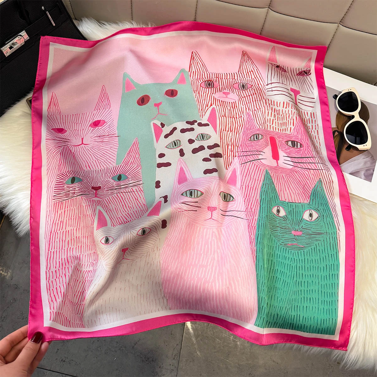 2026 New Women Square Scarf Cute Cat Cartoon Print Neckerchief Bandana Lady Shawl Scarves Wrap Head Hair Band Ties
2026 New Women Square Scarf Cute Cat Cartoon Print Neckerchief Bandana Lady Shawl Scarves Wrap Head Hair Band Ties