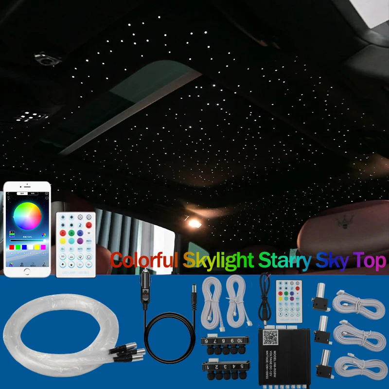 Rgbw 3/6-Head Split-Line Meteor Light Car-Mounted Starry Sky Ceiling Modification App Home Car Starry Sky Light