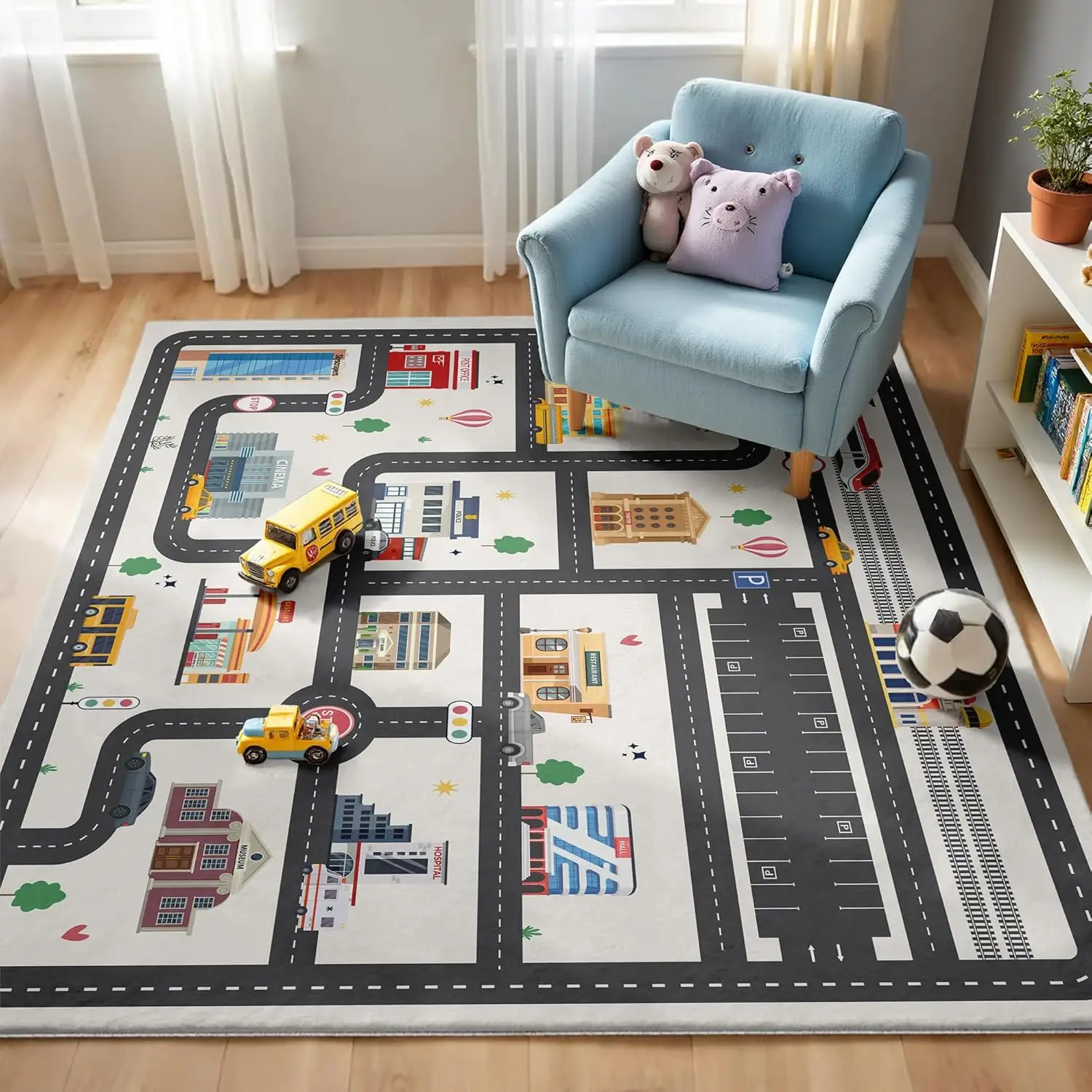5x7ft Kids Interactive City Road Play Rug - Non-Slip Educational Carpet with Map Design for Bedroom Playroom
5x7ft Kids Interactive City Road Play Rug - Non-Slip Educational Carpet with Map Design for Bedroom Playroom