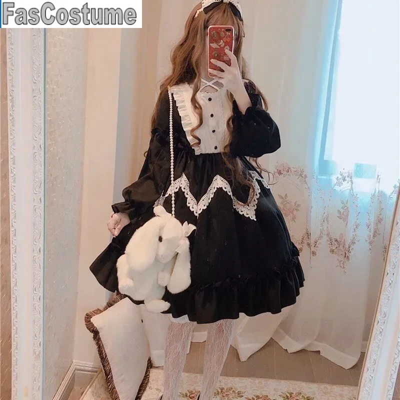 Japanese Sweet Lolita Dress Women Kawaii Victorian Tea Party Long Sleeves Lace Gothic Girls Lolita Dresses Cosplay Black Lolita
Japanese Sweet Lolita Dress Women Kawaii Victorian Tea Party Long Sleeves Lace Gothic Girls Lolita Dresses Cosplay Black Lolita