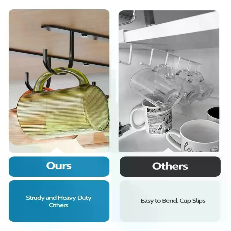 High Capacity Mug Holder Rack for Under Cabinet Cup Hook Display Space Saving Organizer for Kitchen Shelves Storage
High Capacity Mug Holder Rack for Under Cabinet Cup Hook Display Space Saving Organizer for Kitchen Shelves Storage