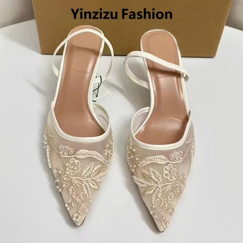 Luxury Fashion High Heels Women Sandals Mesh Embroidery Elegant Pointed Ladies Slingback Party Wedding Dress Shoes Sexy Stiletto
Luxury Fashion High Heels Women Sandals Mesh Embroidery Elegant Pointed Ladies Slingback Party Wedding Dress Shoes Sexy Stiletto