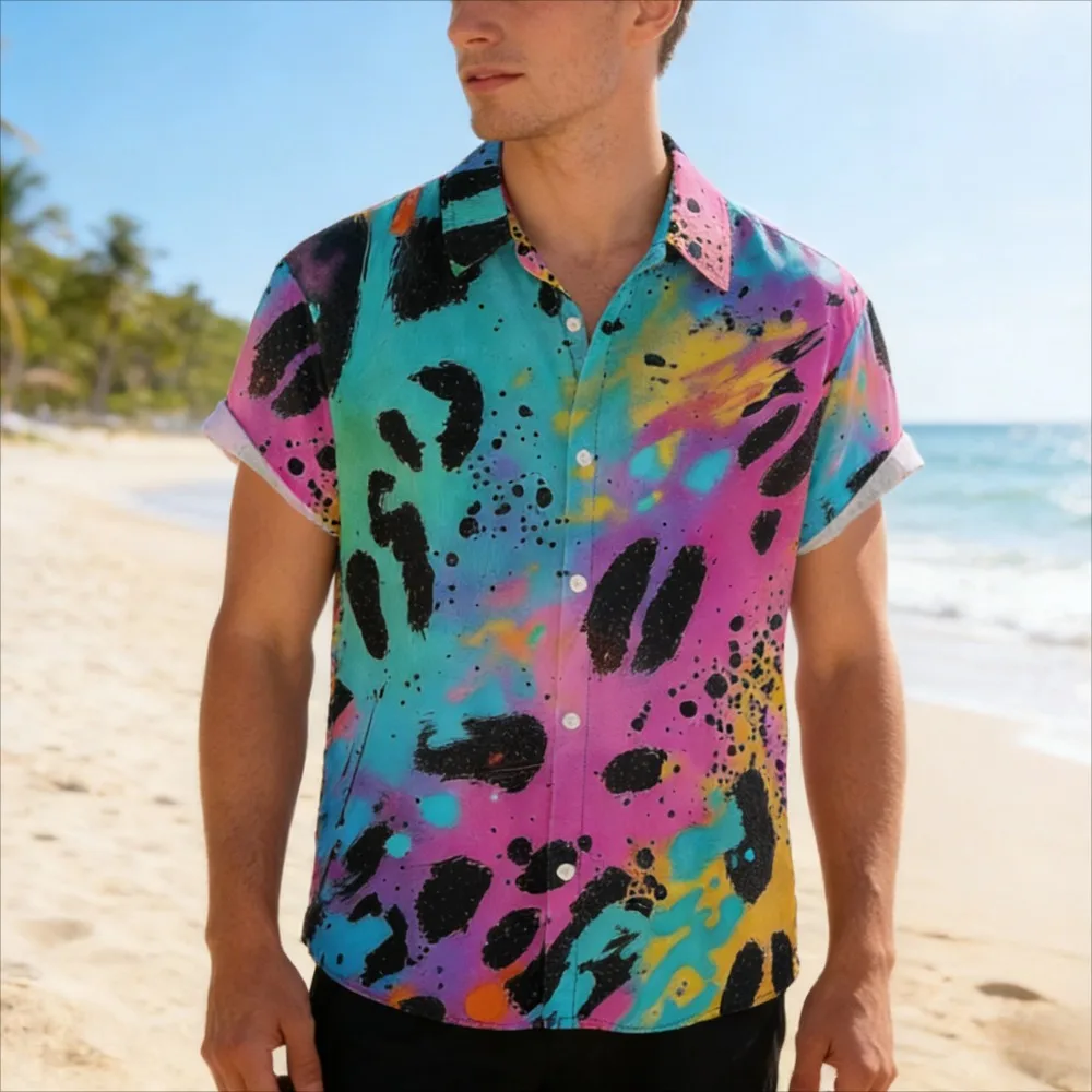 Мужская рубашка с разноцветными полосками и леопардовым принтом, с коротким рукавом, на пуговицах, повседневная, в стиле 80-х и 90-х, гавайская рубашка для вечеринок, ретро-топ для отпуска и пляжа
Мужская рубашка с разноцветными полосками и леопардовым принтом, с коротким рукавом, на пуговицах, повседневная, в стиле 80-х и 90-х, гавайская рубашка для вечеринок, ретро-топ для отпуска и пляжа