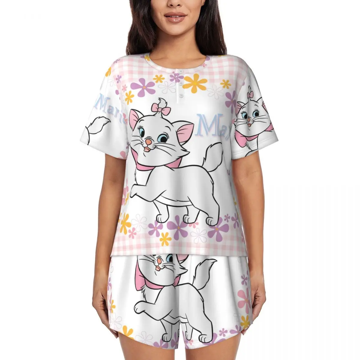 Изготовленный на заказ пижамный комплект Marie Cat, женская одежда для сна из двух предметов с короткими рукавами, домашняя одежда, пижамные шорты, комплекты
Изготовленный на заказ пижамный комплект Marie Cat, женская одежда для сна из двух предметов с короткими рукавами, домашняя одежда, пижамные шорты, комплекты