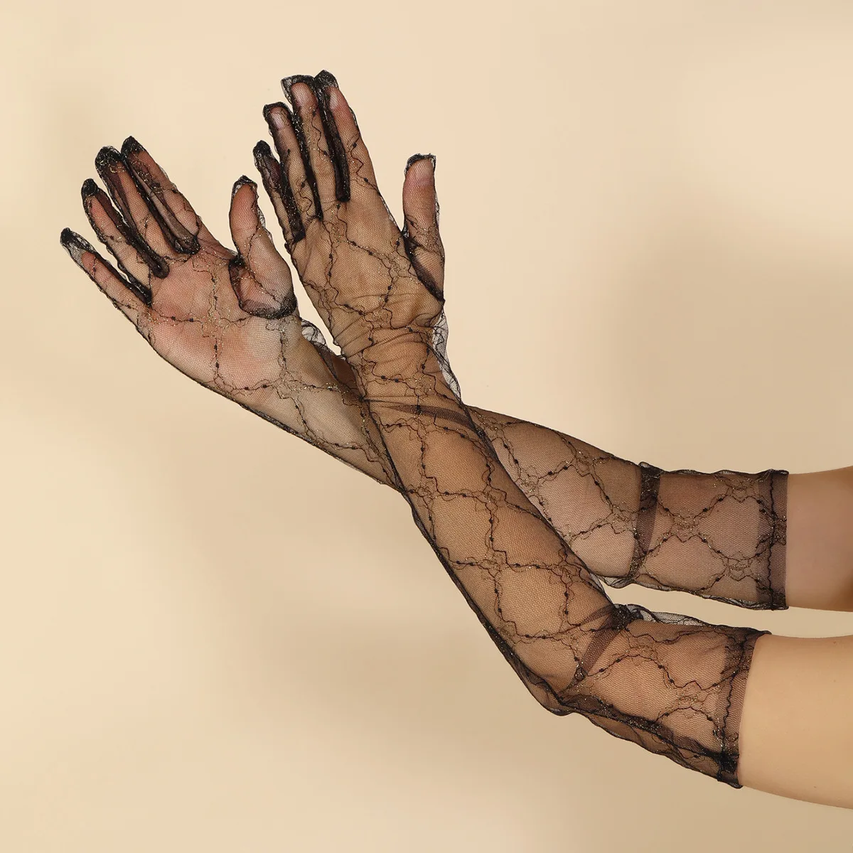 Ladies' Vintage Long Gold Thread Polka Dot Gloves Lace Wedding Dress Accessories Breathable Mesh Sunscreen Gloves
Ladies' Vintage Long Gold Thread Polka Dot Gloves Lace Wedding Dress Accessories Breathable Mesh Sunscreen Gloves