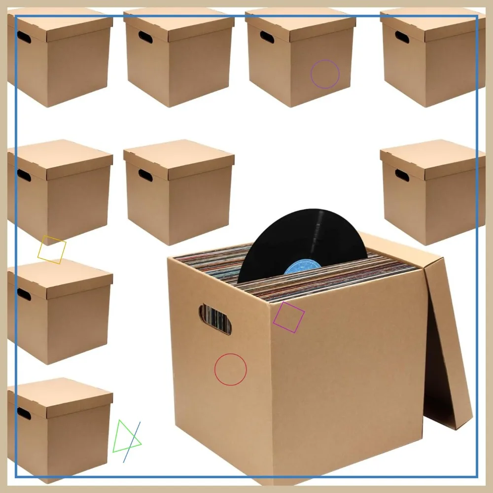 10 Pack Cardboard Vinyl Record Storage Box, Stackable with Handles & Lids, Sturdy Crate for Album Document File Organizer
10 Pack Cardboard Vinyl Record Storage Box, Stackable with Handles & Lids, Sturdy Crate for Album Document File Organizer