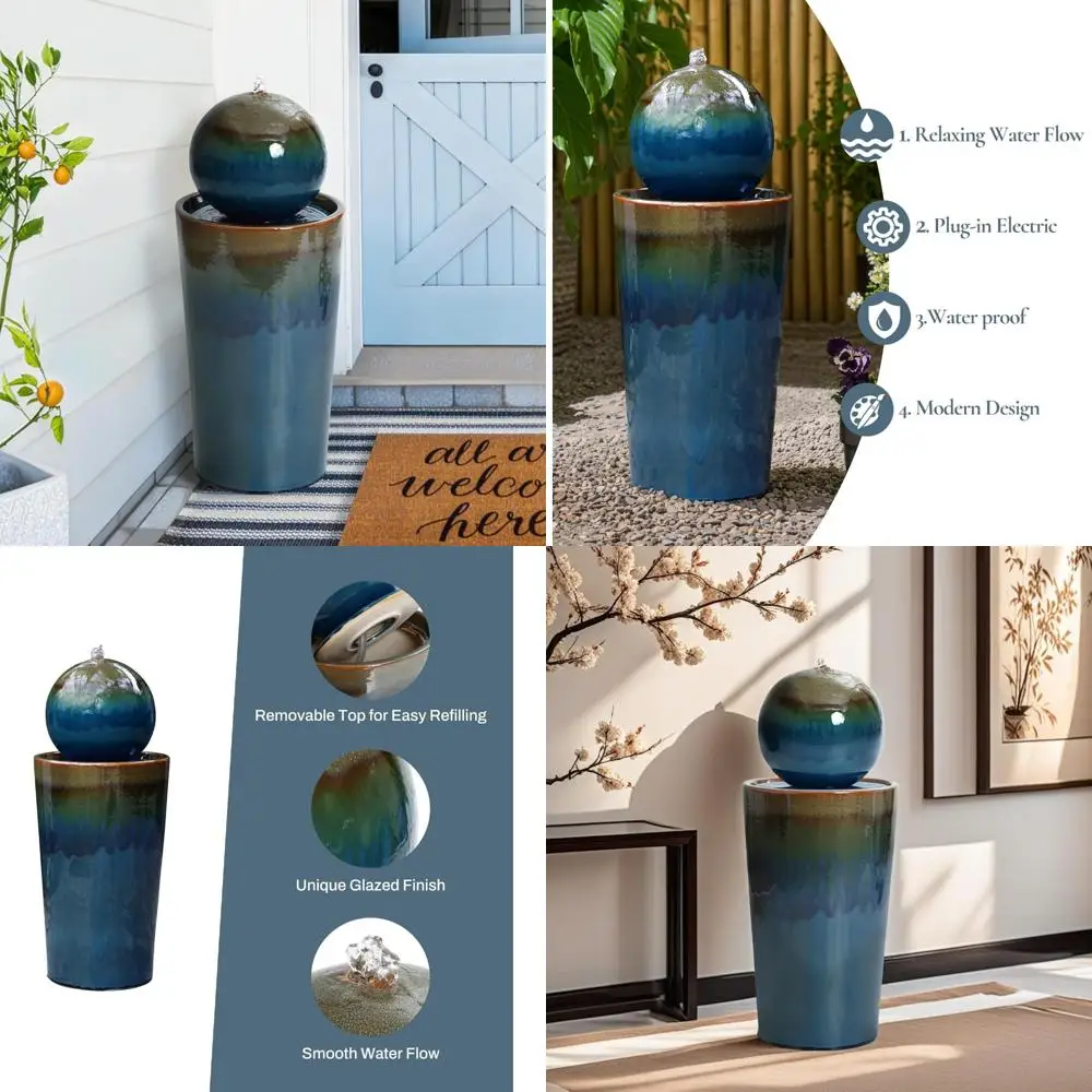 Керамический фонтан LuxenHome 30, дизайн глазурованной синей сферы, подходит для внутреннего и наружного использования, элегантный современный стиль
Керамический фонтан LuxenHome 30, дизайн глазурованной синей сферы, подходит для внутреннего и наружного использования, элегантный современный стиль